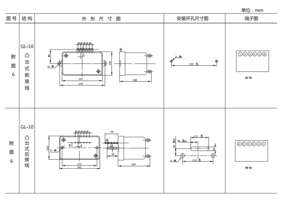 GL-21過流繼電器外形結(jié)構(gòu)及安裝尺寸圖片