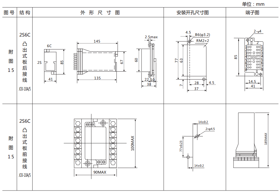 DZS-12CE/S直流回路監(jiān)視繼電器外形結構及安裝開孔尺寸