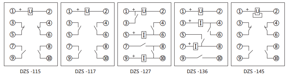 DZS-115延時中間繼電器內部接線圖及外引接線圖