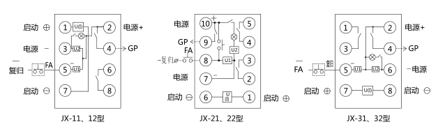 JX-21靜態信號繼電器內部接線及外部引線圖